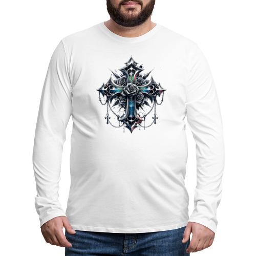 Gothic Crosses - 4 point with Roses - Men's Premium Long Sleeve T-Shirt