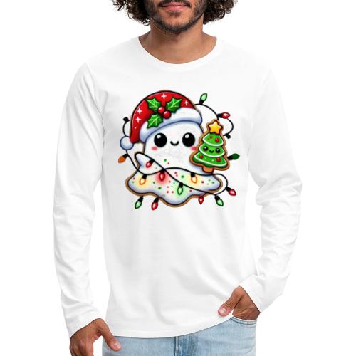 Christmas Collection - Snow Ghost in Santa Hat - Men's Premium Long Sleeve T-Shirt