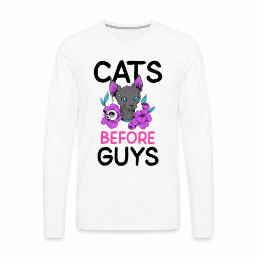punk cats before guys heart anti valentines day - Men's Premium Long Sleeve T-Shirt