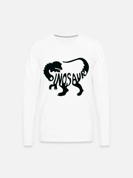 Bold Dinosaur Silhouette T-Shirt Design - Men's Premium Long Sleeve T-Shirt - white