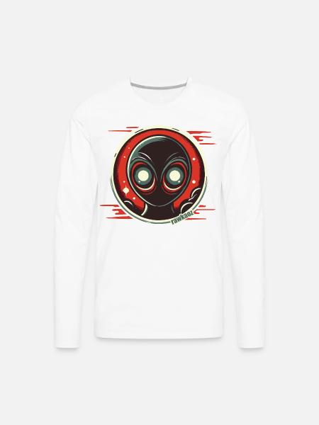 Cosmic Alien Face Illustration - Men's Premium Long Sleeve T-Shirt - white