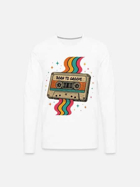 Vintage Boho Cassette Tape Design - Men's Premium Long Sleeve T-Shirt - white