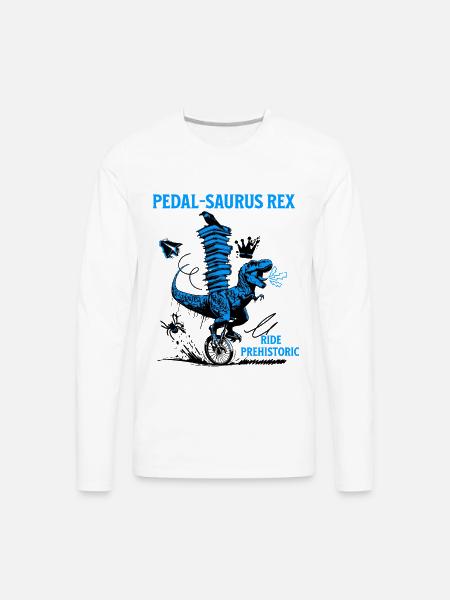Pedal-Saurus Rex – Ride Prehistoric - Men's Premium Long Sleeve T-Shirt - white