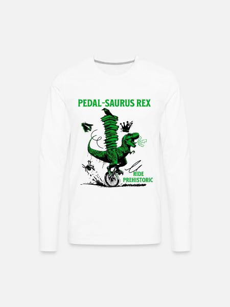 Pedal-Saurus Rex – Ride Prehistoric - Men's Premium Long Sleeve T-Shirt - white