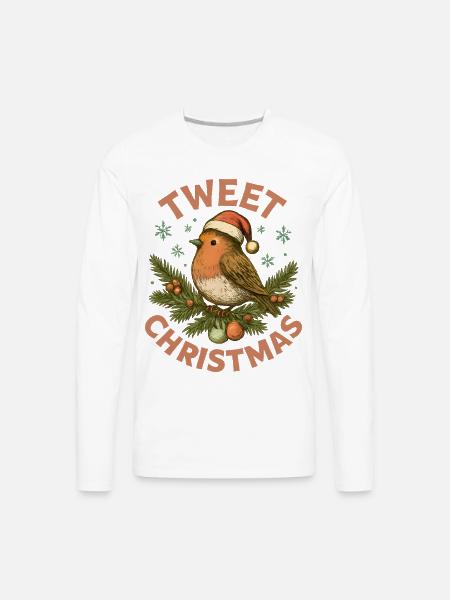 Tweet Christmas Cute Bird Holiday - Men's Premium Long Sleeve T-Shirt - white