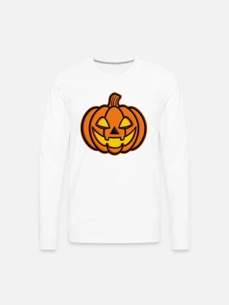 Pumpkin Jack-o-Lantern Patch - Men's Premium Long Sleeve T-Shirt - white