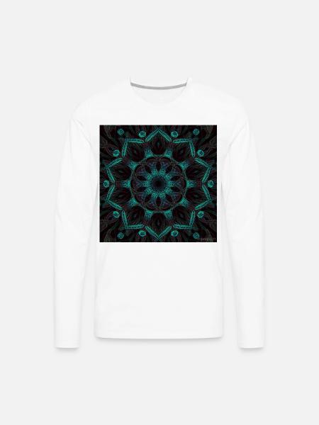 Neon Mandala Fractal Bloom - Men's Premium Long Sleeve T-Shirt - white