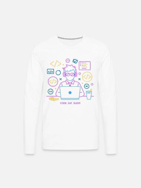 Code. Eat. Sleep. - Men's Premium Long Sleeve T-Shirt - white