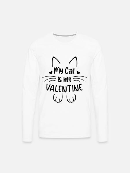 My Cat is My Valentines - Men's Premium Long Sleeve T-Shirt - white