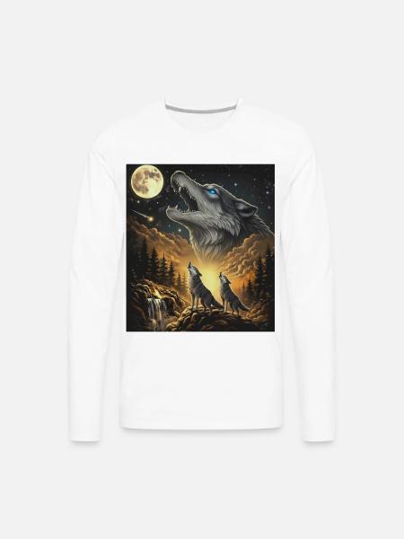 Moon Moonlight Howl Wolves Night - Men's Premium Long Sleeve T-Shirt - white