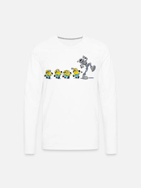 Minions In A Row With Robot - Men's Premium Long Sleeve T-Shirt - white