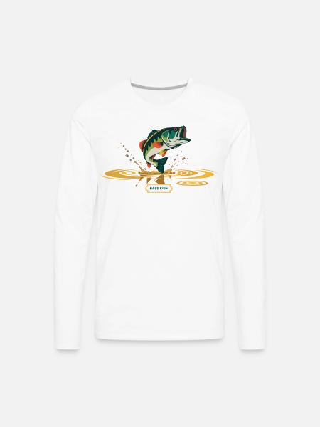 Bass Fish Splash Print - Men's Premium Long Sleeve T-Shirt - white