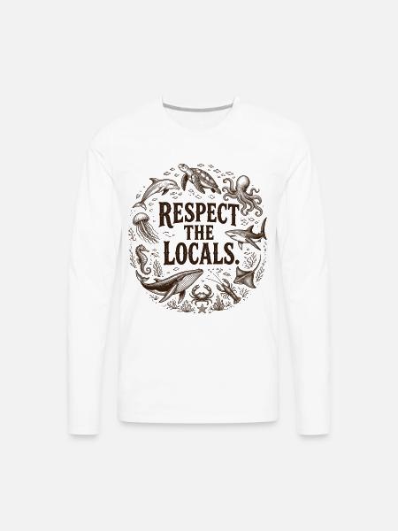 Respect the Locals Ocean Circle - Men's Premium Long Sleeve T-Shirt - white