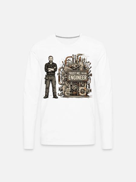 Steampunk Engineer Portrait Machine - Men's Premium Long Sleeve T-Shirt - white