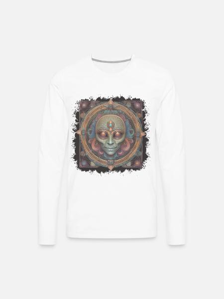 Alien face - Men's Premium Long Sleeve T-Shirt - white