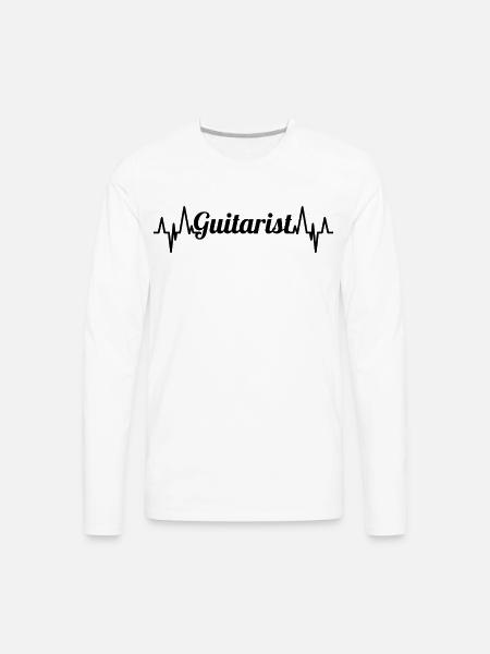 Guitarist ECG Heartline - Men's Premium Long Sleeve T-Shirt - white