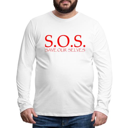 sos no emotion red - Men's Premium Long Sleeve T-Shirt