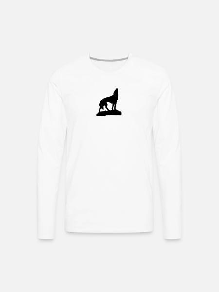 Howling Wolf. - Men's Premium Long Sleeve T-Shirt - white