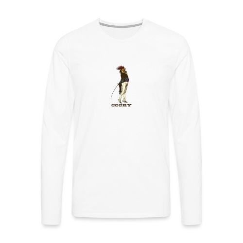Cocky the Vintage Rooster Chicken - color - Men's Premium Long Sleeve T-Shirt