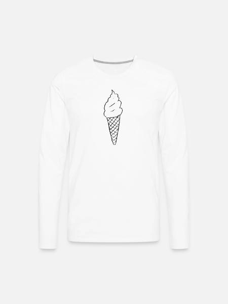 Minimal Ice Cream Cone Line Art - Men's Premium Long Sleeve T-Shirt - white