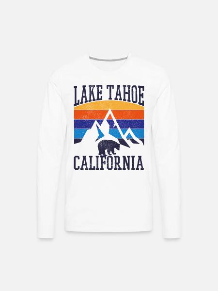 Lake Tahoe California Vintage Souvenir - Men's Premium Long Sleeve T-Shirt - white