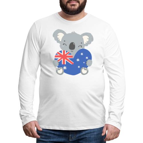 Australia Day Collection - Koala with Heart Flag - Men's Premium Long Sleeve T-Shirt