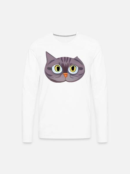 Cute Cat Face - Men's Premium Long Sleeve T-Shirt - white
