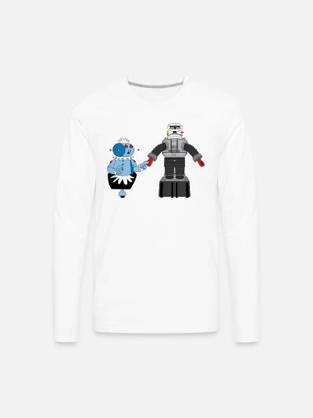 Rosie and Lost in Space Robot - Men's Premium Long Sleeve T-Shirt - white