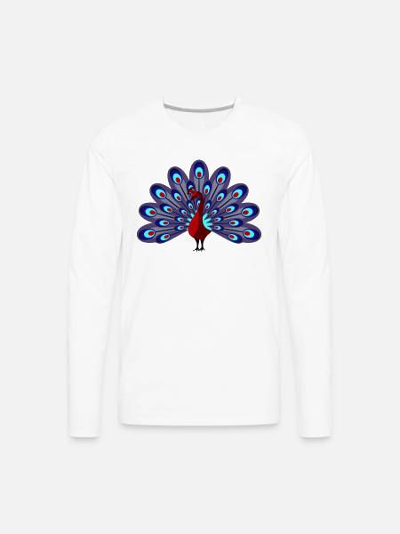Peacock Burgundy - Men's Premium Long Sleeve T-Shirt - white