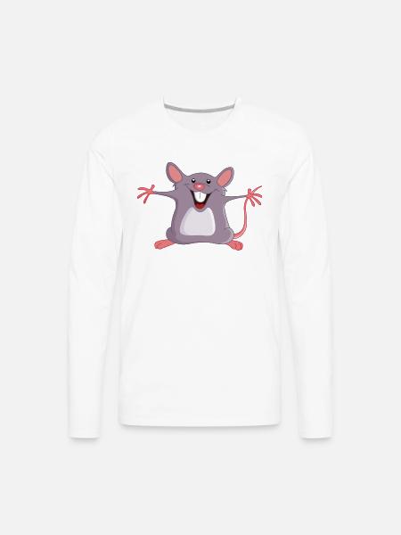 Happy Mouse - Men's Premium Long Sleeve T-Shirt - white