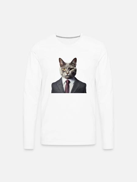 Cat in a suit - Men's Premium Long Sleeve T-Shirt - white