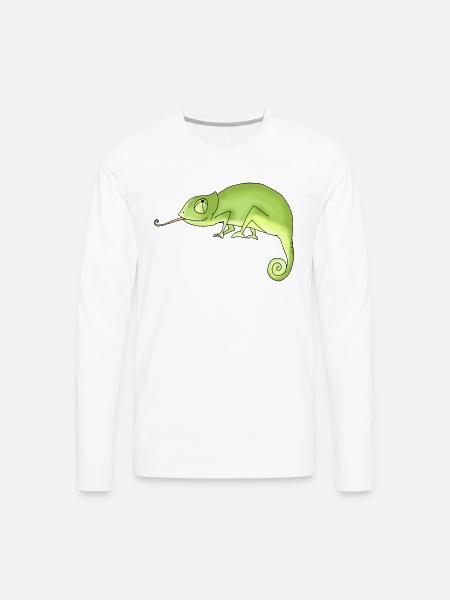 Green Chameleon - Men's Premium Long Sleeve T-Shirt - white