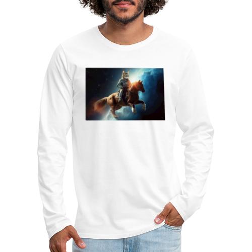 Tabby Cat Horse Rider - Men's Premium Long Sleeve T-Shirt