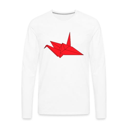 Origami Paper Crane Design - Red - Men's Premium Long Sleeve T-Shirt