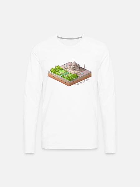 Geometric low poly Taj Mahal - Men's Premium Long Sleeve T-Shirt - white