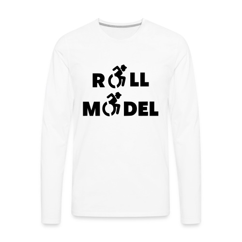 Roll model in a wheelchair, sexy wheelchair user - Men's Premium Long Sleeve T-Shirt