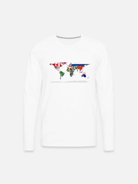Flag Map Of The World - Men's Premium Long Sleeve T-Shirt - white