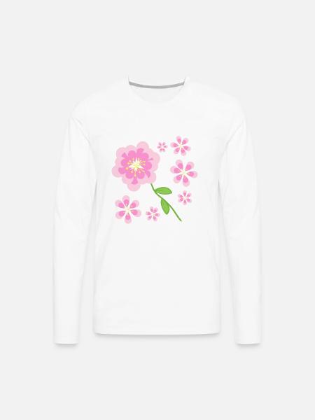 pink flowers pattern - Men's Premium Long Sleeve T-Shirt - white