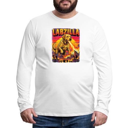 Labzilla Giant Yellow Labrador Monster Tee - Men's Premium Long Sleeve T-Shirt