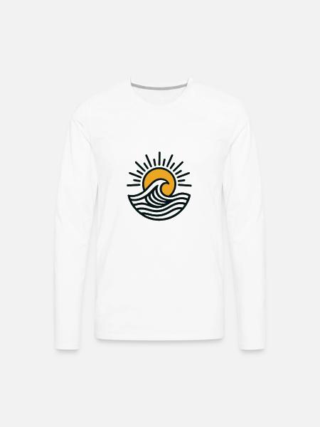 Sunrise Wave Emblem - Men's Premium Long Sleeve T-Shirt - white