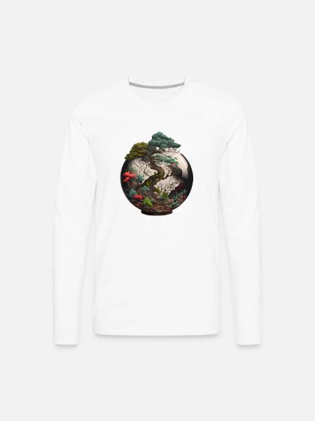 Bonsai Tree Terrarium - Men's Premium Long Sleeve T-Shirt - white