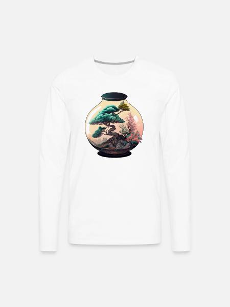 Bonsai Tree Terrarium - Men's Premium Long Sleeve T-Shirt - white