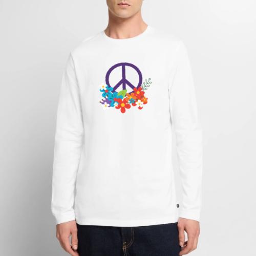 Hippie Peace Design With Flowers - Men's Premium Long Sleeve T-Shirt