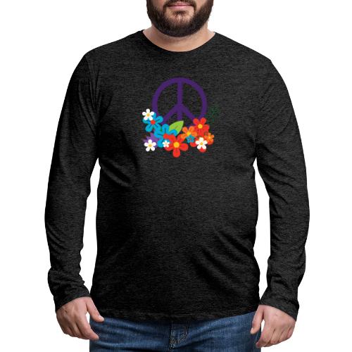 Hippie Peace Design With Flowers - Men's Premium Long Sleeve T-Shirt