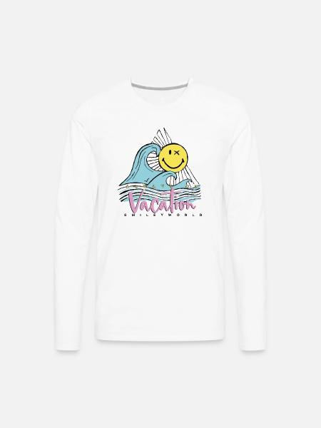 SmileyWorld Always On Vacation - Men's Premium Long Sleeve T-Shirt - white