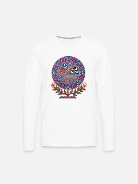 Native Huichol Peyote Deer - Men's Premium Long Sleeve T-Shirt - white