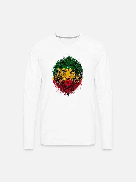Africa map rasta lion - Men's Premium Long Sleeve T-Shirt - white