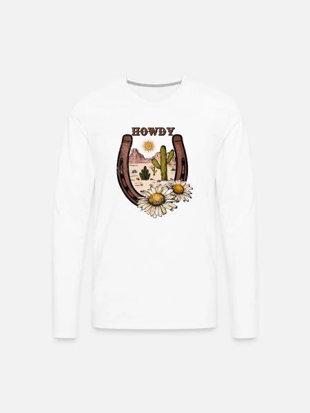 HOWDY -Desert Horseshoe - Men's Premium Long Sleeve T-Shirt - white