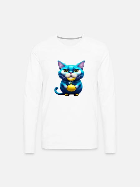 Cute cat funny blue cat - Men's Premium Long Sleeve T-Shirt - white