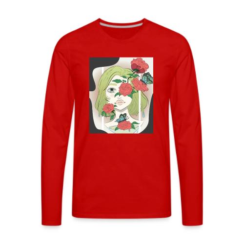 Girl with Rose Vine - Men's Premium Long Sleeve T-Shirt